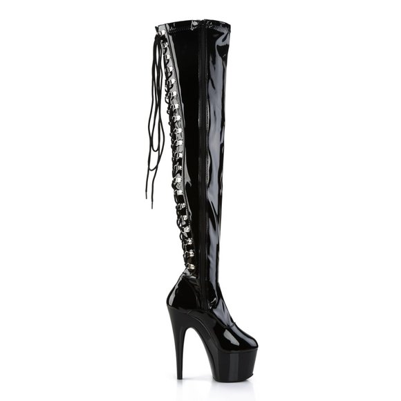 Pleaser Adore 3063 Black Stiletto Thigh High Platform Boots